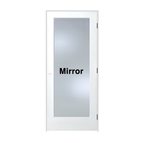 Trimlite Primed 1Lite Mirror TwoSides Tempered Glass Interior French 71/4" LH Prehung Door Matte Black Hinges 3068pri1501MIRTLH10B714 - main